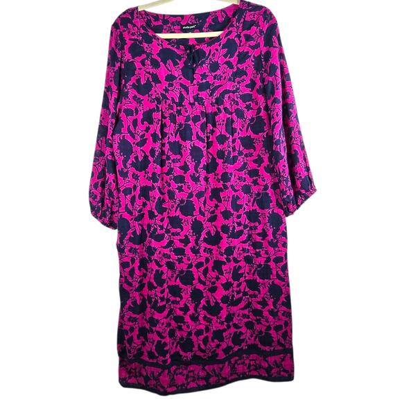 Studio Park x Amy Stran Dress Medium Berry Navy Floral Belted Boho Peasant - Picture 8 of 13